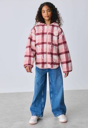 Baker by Ted Baker, PINK CHECK PRINT BOW BORG HOODED FLEECE - Fleecejakke - pink