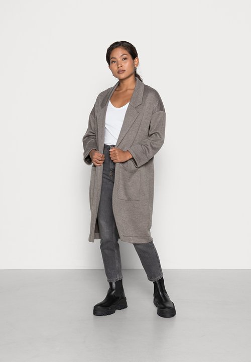 Manteau Long Femme Bellini En Laine, Blanc Et Gris, Taille 50, Vintage, Très Bon état