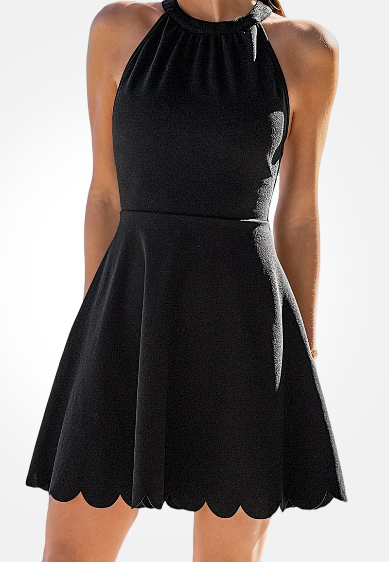 sachin and babi light blue dress Cupshe CHIC SCALLOPED HALTER - Day dress - black
