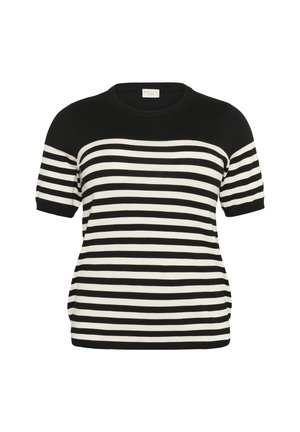 Kaffe Curve LIZZY STRIPED - Triko s potiskem - black turtledove half stripe