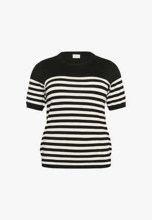 Kaffe Curve LIZZY STRIPED - T-Shirt print - black turtledove half stripe