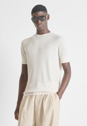 Antony Morato SWEATER ROUND COLLAR SHORT SLEEVES SLIM FIT SUPER SOFT YARN - T-shirt basic - white