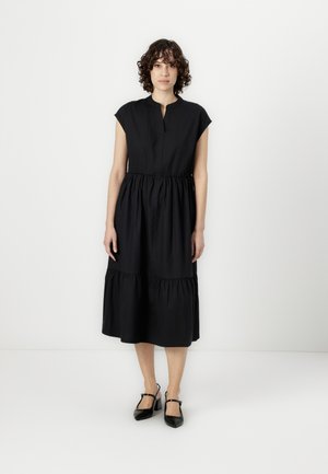 DRESS SOLID WITH VOLANTS - Robe de jour - deep black