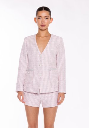 TWEED COLLARLESS - Blazer - pink white tweed