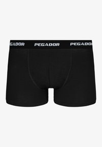 Fekete pamut boxer alsónemű PEGAOR logóval ellátott derékrésszel, testhezálló fazonnal és sima textúrával.