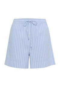 Blå och vita randiga shorts med dragsko i midjan. Tillverkade av lätt tyg, med en avslappnad passform och fickor.