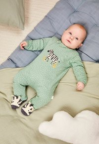 JoJo Maman Bébé REGULAR FIT - Grenouillère - green zebra