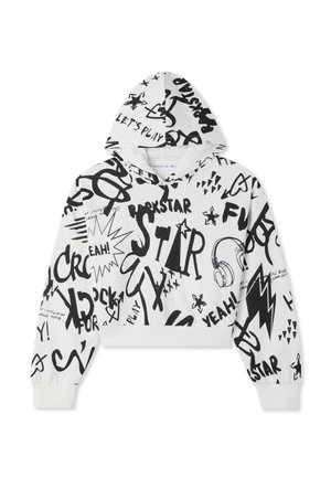 CROP STAMPA GRAFFITI - Felpa con cappuccio - bianco lana