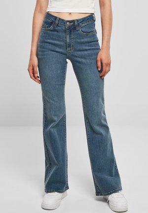 Urban Classics HIGH WAIST - Flared Jeans - midstone washed