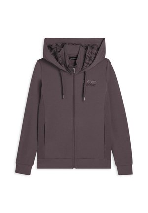 Felpa con zip - mottled dark brown