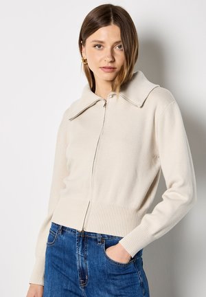 DOUBLE ZIP - Cardigan - stone