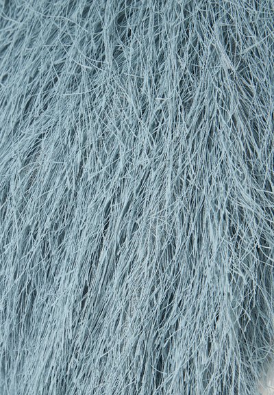 Πυκνή συστάδα από λεπτές, ξηρές, ανοιχτογαλάζιες χορδές που επικαλύπτονται σε διάφορες κατευθύνσεις, δημιουργώντας ένα υφασμένο φυσικό μοτίβο.