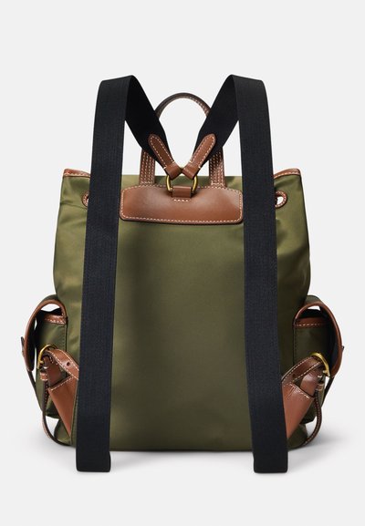 Polo Ralph Lauren LEATHER TRIM TWILL BELLPORT BACKPACK - Σακίδιο πλάτης - company olive