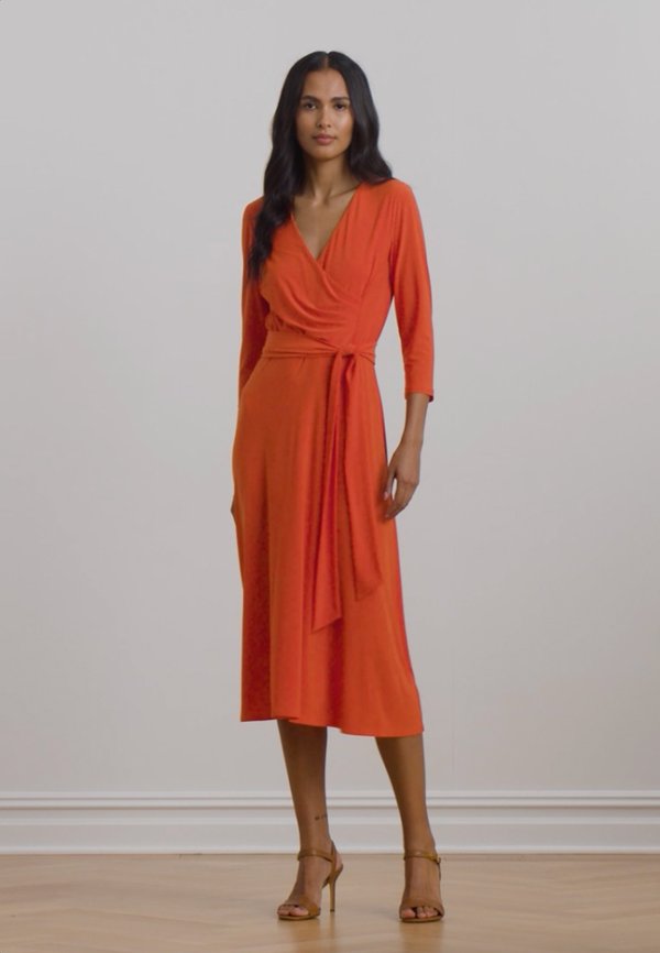 SURPLICE JERSEY DRESS - Jersey dress - orange2