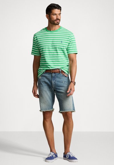 Polo Ralph Lauren Big & Tall STRIPED JERSEY CREWNECK T-SHIRT - Marškinėliai su spaudiniu - classic kelly/white