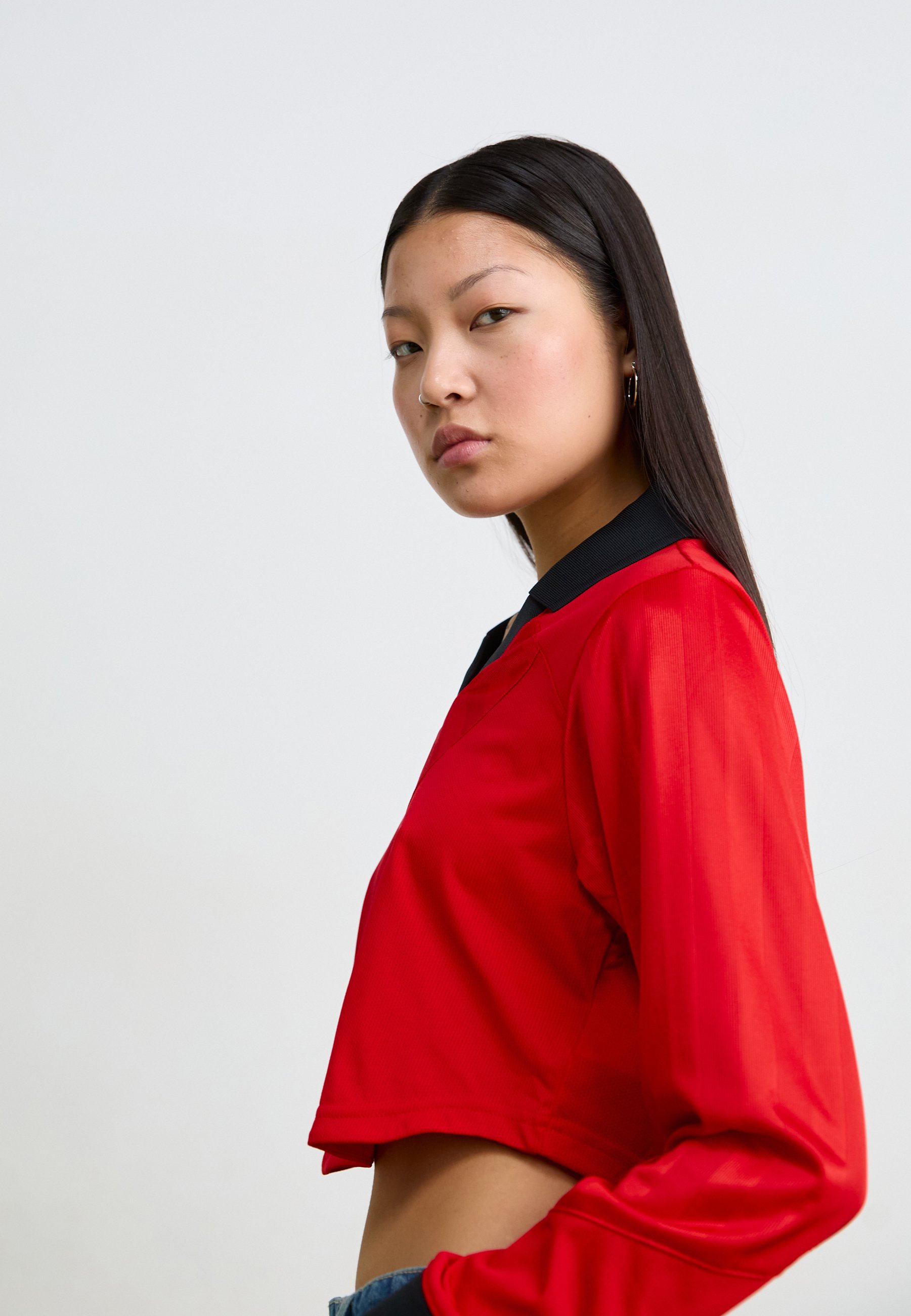 red and black nike crop top