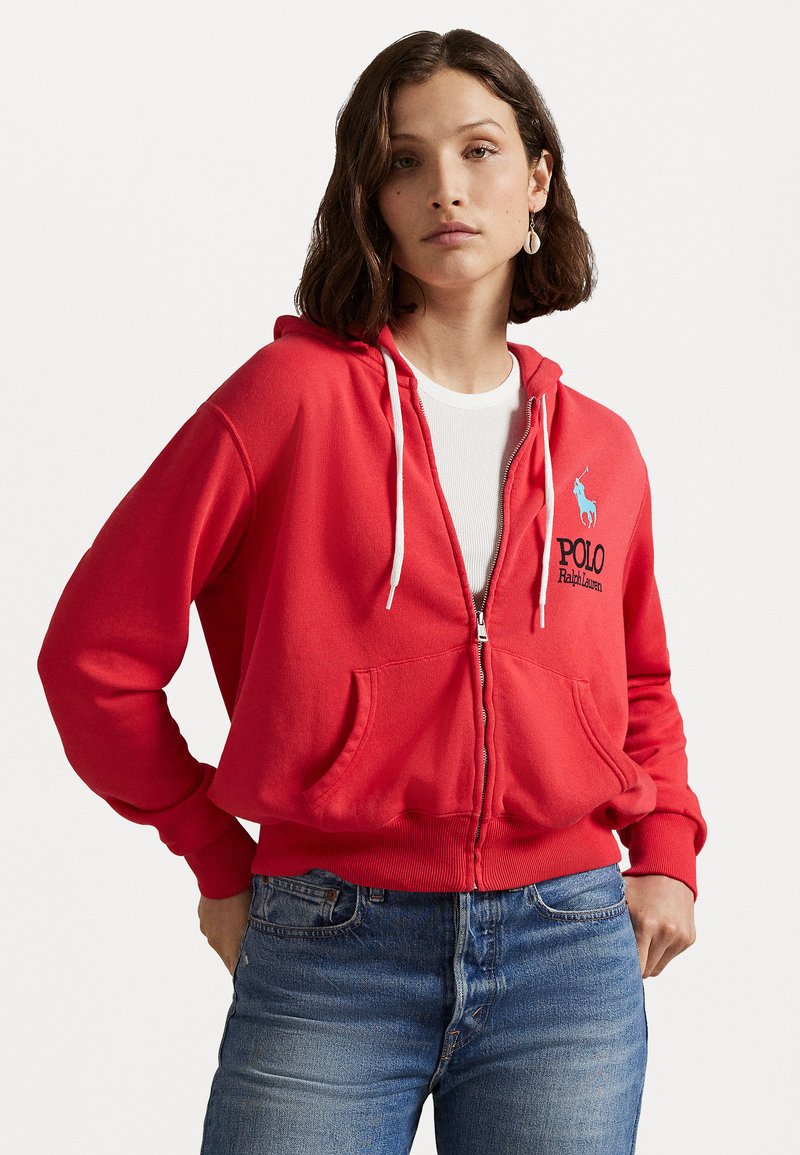 Polo Ralph Lauren BIG PONY LIGHTWEIGHT FLEECE ZIP HOODIE - Tröja med dragkedja - deep orangey red