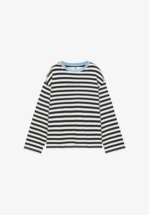 PULL&BEAR, STRIPED OVERSIZE - T-SHIRT - Langærmet T-shirt - blue-black denim