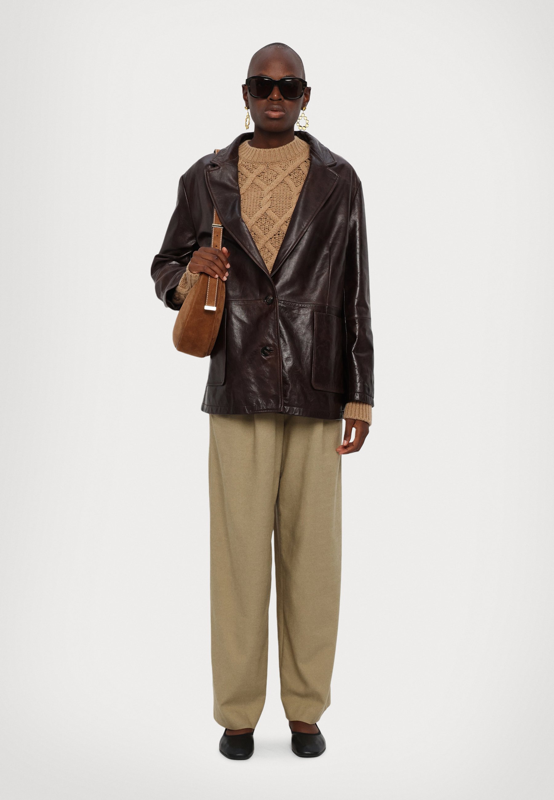 MAX&Co. PLINIO - Leather jacket - dunkelbraun/dark brown - Zalando