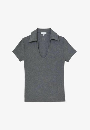 Reiss, REGULAR FIT - DARIA SCOOP-NECK JERSEY POLO TOP - Poloshirts - grey marl