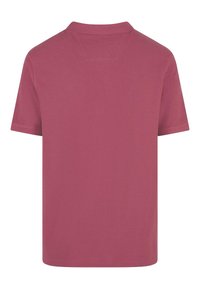 Pánská polokošile s krátkým rukávem v barvě prašné růže, s klasickým límcem, jemnou texturou a čistými švy, vhodná pro běžné nošení.