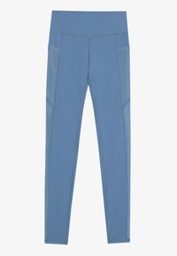 HIGH RISE FULL LENGTH LEGGINGS WITH MESH SIDE POCKET - Tights - blue-grey