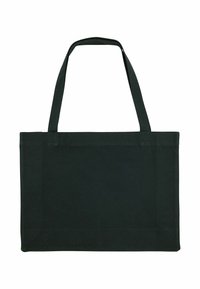Borsa a tote nera in canvas con due manici robusti, forma rettangolare e design semplice, senza cuciture né decorazioni. Nessun logo o motivo visibile.