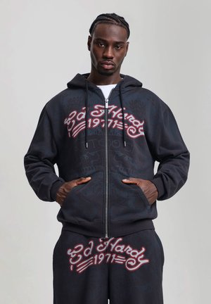 Ed Hardy, MENS SHADOW EAGLE GRAPHIC RELAXED ZIP THRU HOODIE - Sweater met rits - black