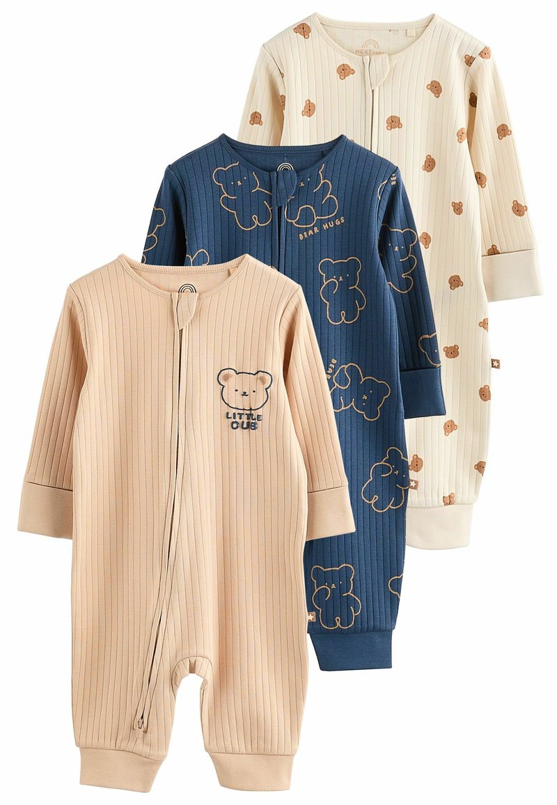 Next FOOTLESS ZIPPED 3 PACK REGULAR FIT - Pyjama - navy tan bear