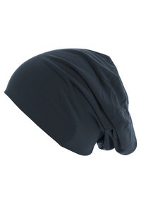 Căciulă tricotată de navy, cu un design lejer, având o textură moale și netedă și material strâns în partea din spate. Potrivită pentru diverse dimensiuni ale capului.