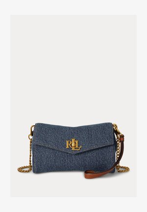 Lauren Ralph Lauren, WASHED DENIM TANNER CROSSBODY WALLET - Peňaženka - oxford blue/lauren tan