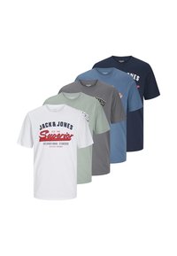 JJELOGO TEE O NECK 5 PACK - T-shirt imprimé - blau