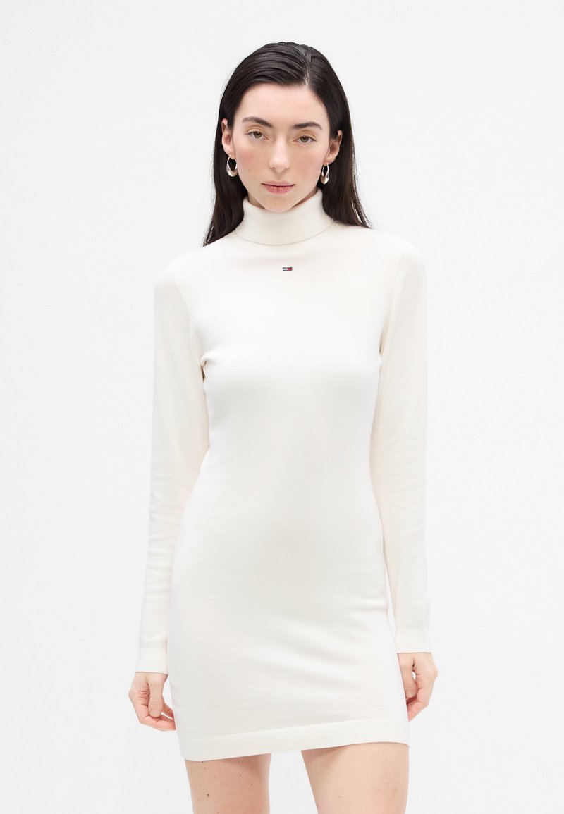 Tommy Jeans TURTLENECK SWEATER DRESS - Shift dress - ancient white/off-white  - Zalando.ie