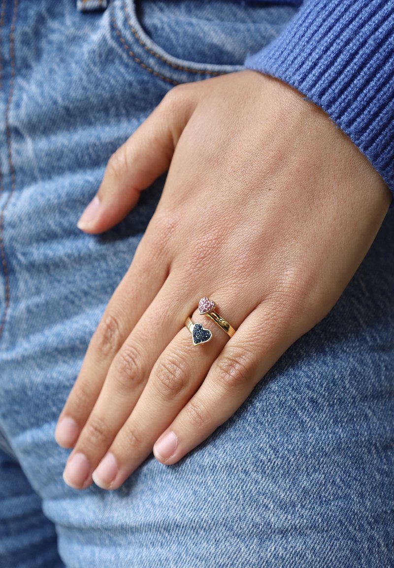 Otazu TWIN HEARTS - Ring - gold coloured/blue and pink
