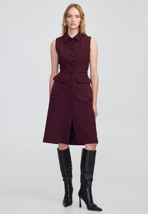 CONTRAST BUTTON MIDI  - Vestido camisero - bordeaux