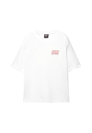 PULL&BEAR STWD CAR - Potiskana majica - white
