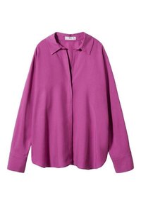 Langærmet skjorte i livlig magenta, lavet af blødt stof, med klassisk krave og en afslappet pasform med knaplukning foran.