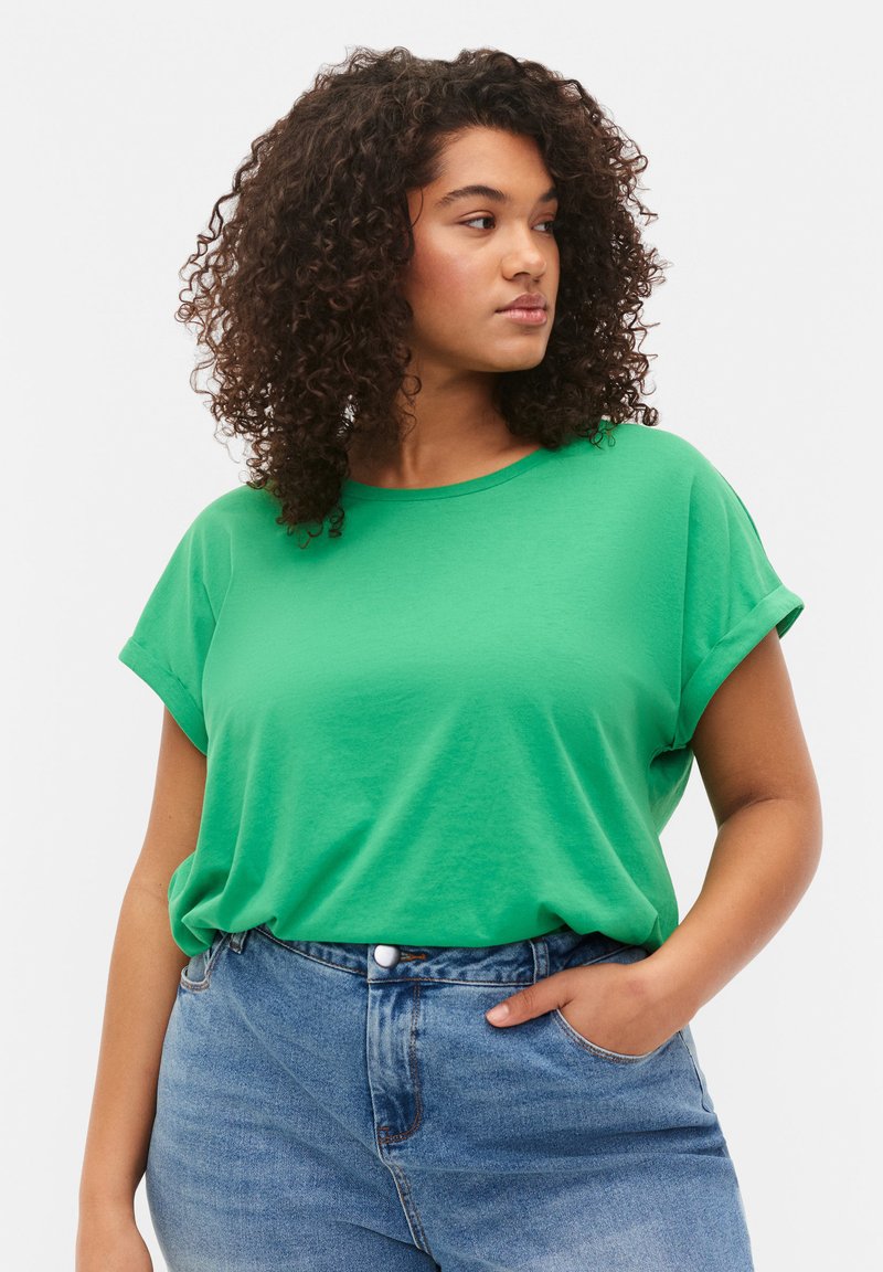 Zizzi - SHORT SLEEVED BLEND - T-shirt basic - kelly green, Ingrandire