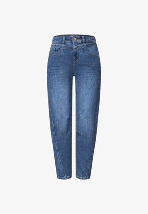 Street One, HIGH WAIST BARREL LEG JEANS IM LOOSE FIT - Mom jeans - mid blue washed