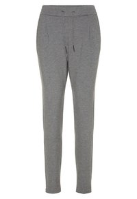 Grijze sweatpants van zacht materiaal, met een elastische tailleband met aantrekkoord, zijzakken en een taps toelopend ontwerp.