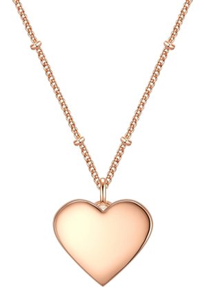 Roze gouden hart hanger ketting, met een gladde, gepolijste afwerking en een delicate, gedraaide schakelontwerp.