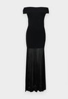 FOLD OVER SHEER MAXI - Φόρεμα-πουλόβερ - black