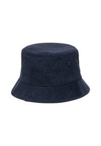 Námornícky modrý kordový klobúk s kulatou korunou a širokým, dolu sklápajúcim sa okrajom. Texturovaná látka s bočnými ventilačnými otvormi.