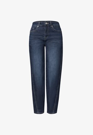 Street One, HIGH WAIST BARREL LEG JEANS IM LOOSE FIT - Jeans Tapered Fit - dark blue washed