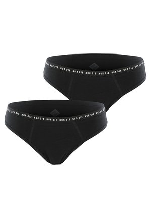 Schwarze Baumwollbriefslips mit einem weißen Logo-Bund, glatter Textur und klassischem Schnitt. Verkauft im Set von zwei.