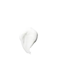 Texture di crema bianca, finitura liscia e lucida, con un'area leggermente rialzata, su uno sfondo bianco uniforme.