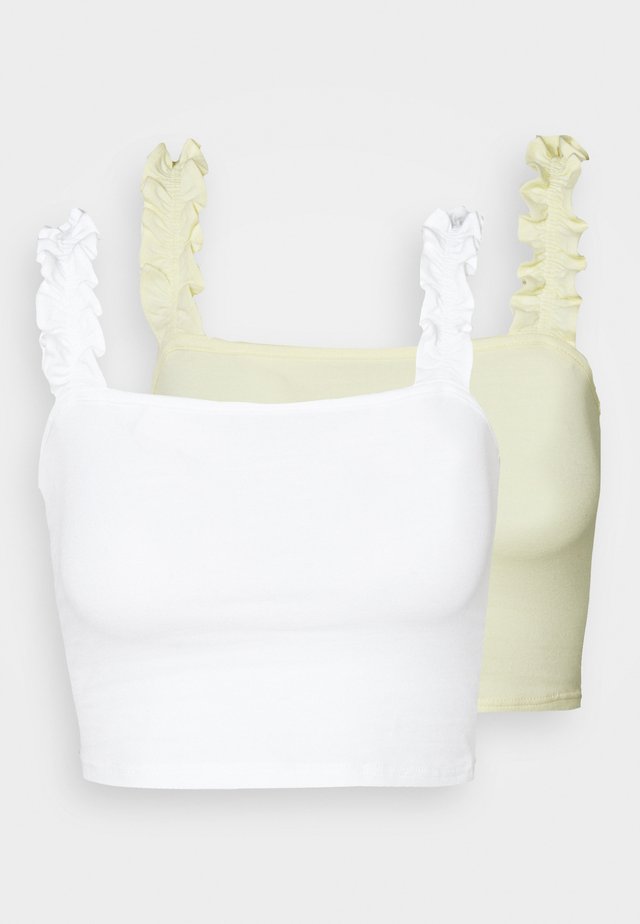 RUFFLE STRAP CROP 2 PACK - Toppi - white/lemon