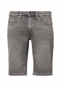 Grijze denim shorts met een recht model, vijf-pocket ontwerp en subtiele vervaging. Heeft een standaard tailleband met riemlussen en een metalen knoop.
