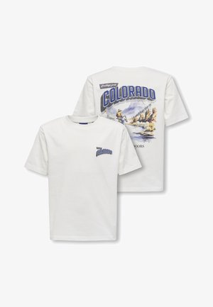 ONLY & SONS junior, OSJFRED STATES LIFE TEE - Printtipaita - cloud dancer