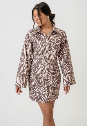 Rochie tip cămașă - brown zebra